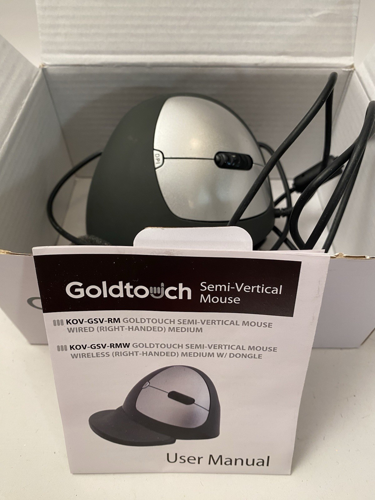 GOLDTOUCH KOV-GSV-RM ERGONOMIC WIRED SEMI VERTICAL MOUSE RIGHT HANDED MEDIUM