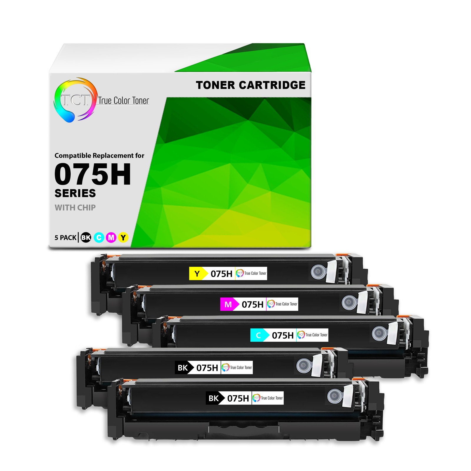 TCT Compatible HY BCMY Toner Cartridge Replacement for Canon 075H – 5-Pack