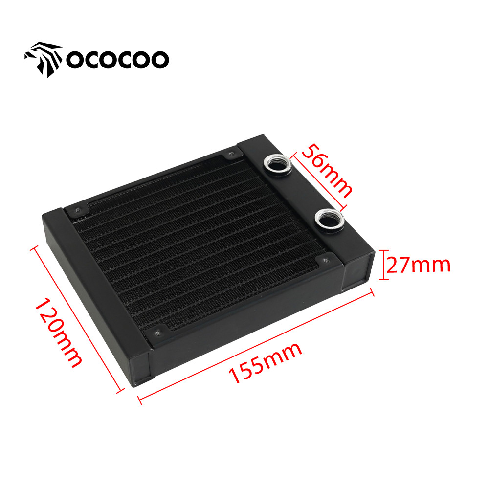  120mm 240mm 360mm Radiator Aluminum G1/4 Threads Water Cooling Black