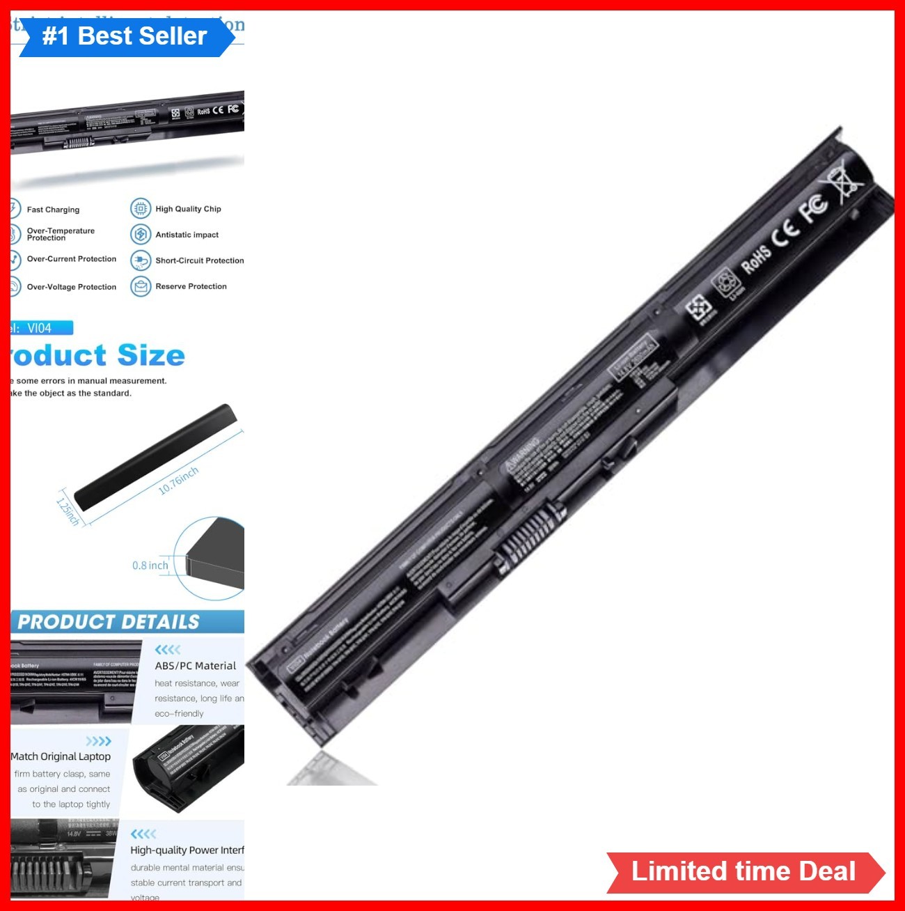 Laptop Battery 14.8V 2600mAh 38Wh Li-Ion Black Replacement for HP Pavilion Envy