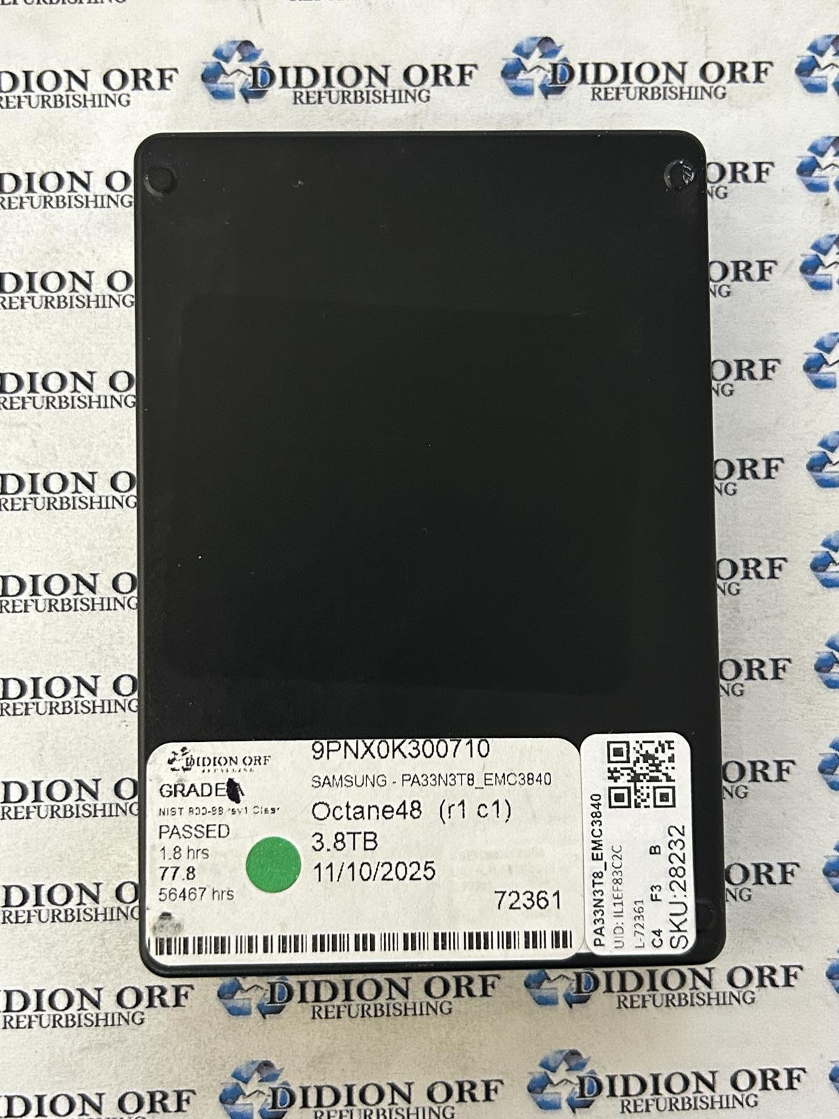 SAMSUNG PA33N3T8_EMC3840 3.8TB 2.5" SAS Server SSD Grade B SKU 28232