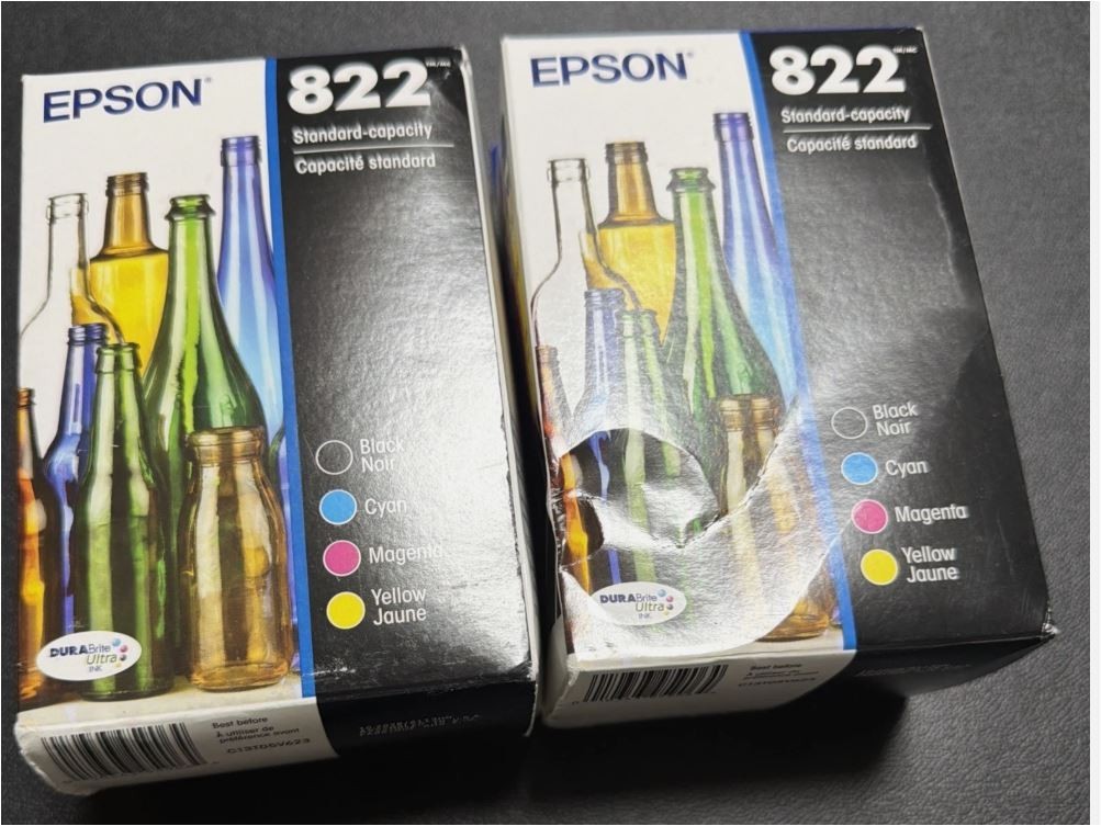 2- EPSON 822 DURABrite Ultra Ink Standard Capacity Black & Color Cartridge 3/29