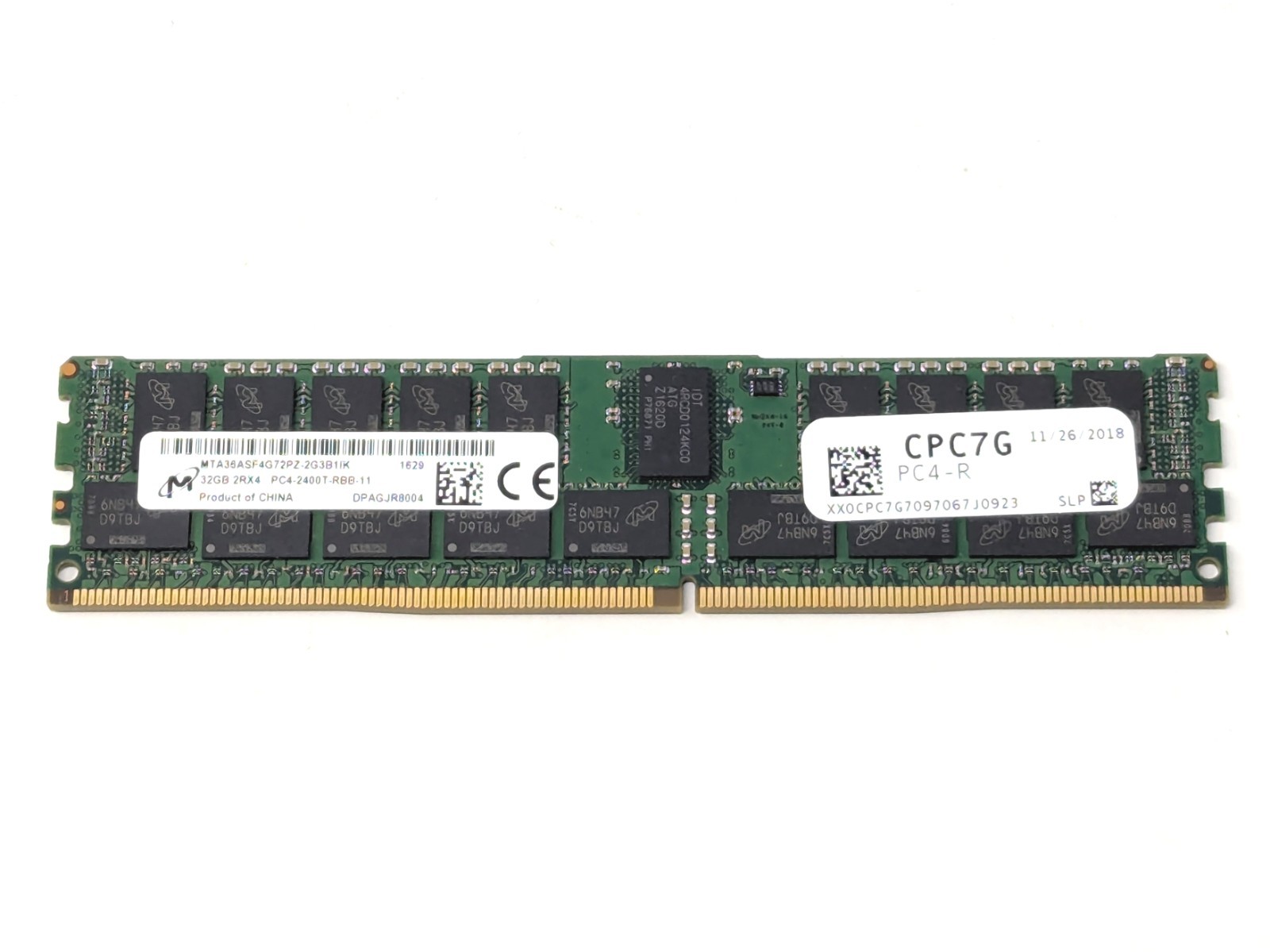 Micron 32GB 2Rx4 PC4-2400T DDR4 RDIMM Server Memory RAM MTA36ASF4G72PZ - Tested