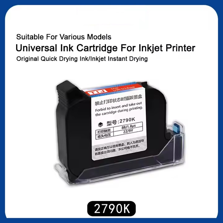 3-Pack 12.7mm Handheld Inkjet Printer Cartridge Ink for Date Batch Coder