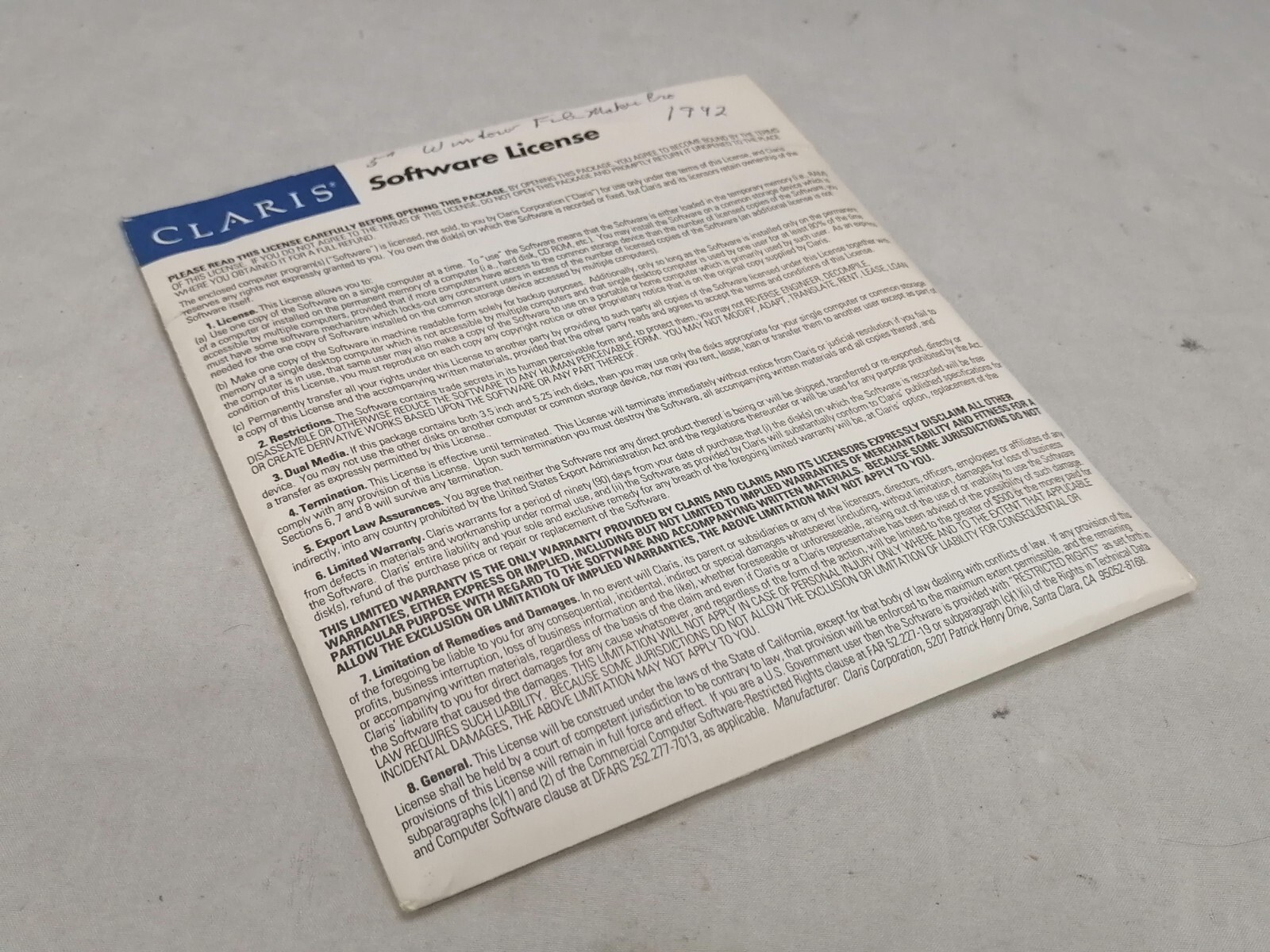 Vintage 1992 CLARIS FileMaker Pro Installation Media And Software