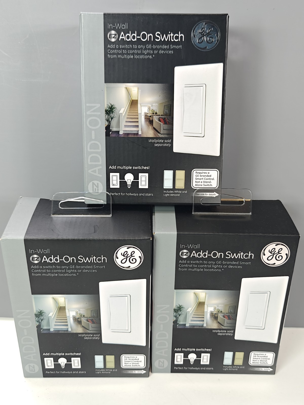 3 X GE Z-Wave In-Wall Add-On Smart Switch #12723 Sealed Lot Jasco NEW