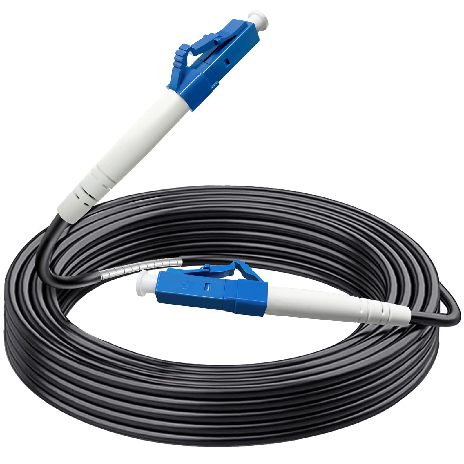 100 Feet (30 Meters) LC to LC Outdoor Armored Simplex Fiber Patch Cable, Sing...