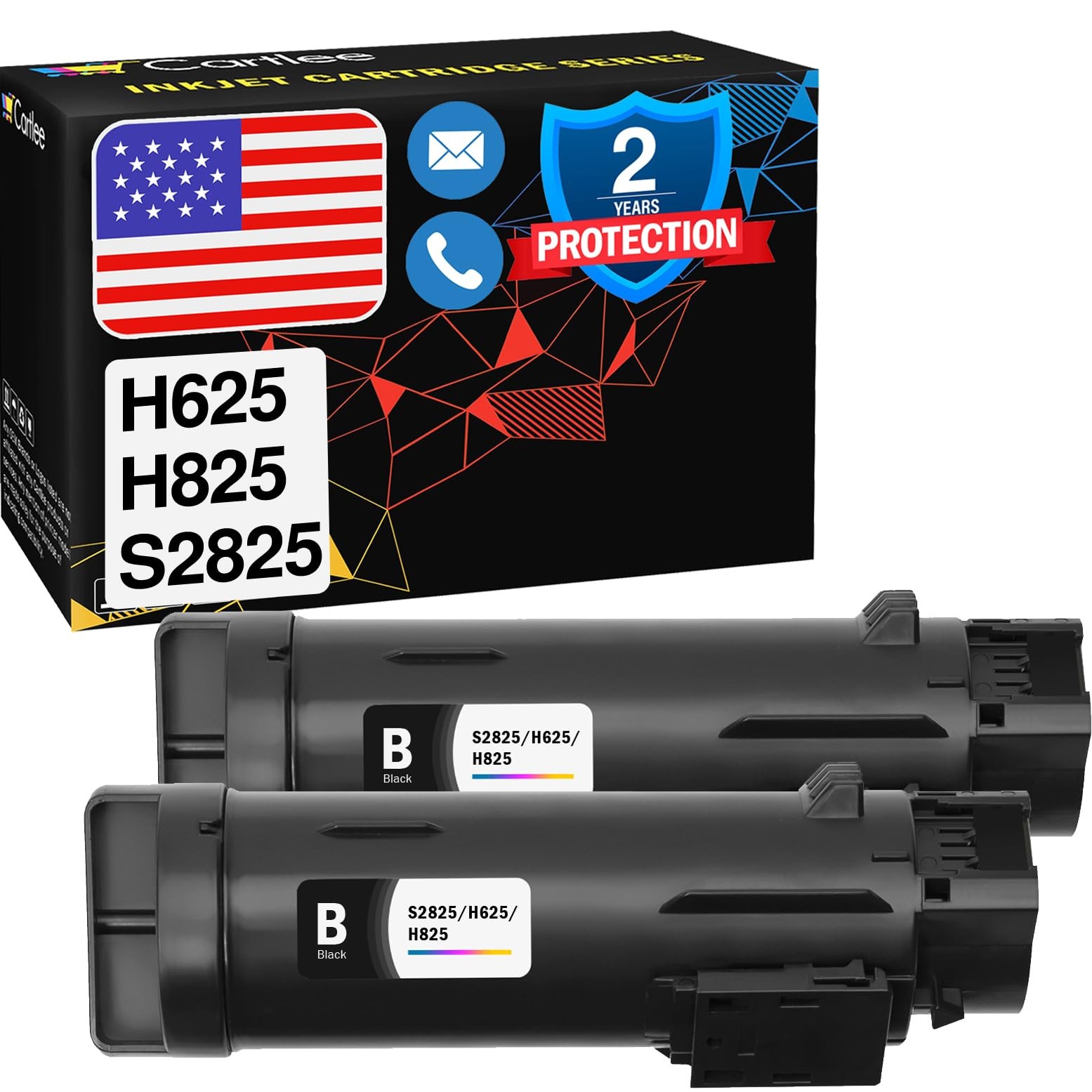 Cartlee Compatible Toner Cartridges for Dell H625cdw H825cdw S2825cdn (2 Black)