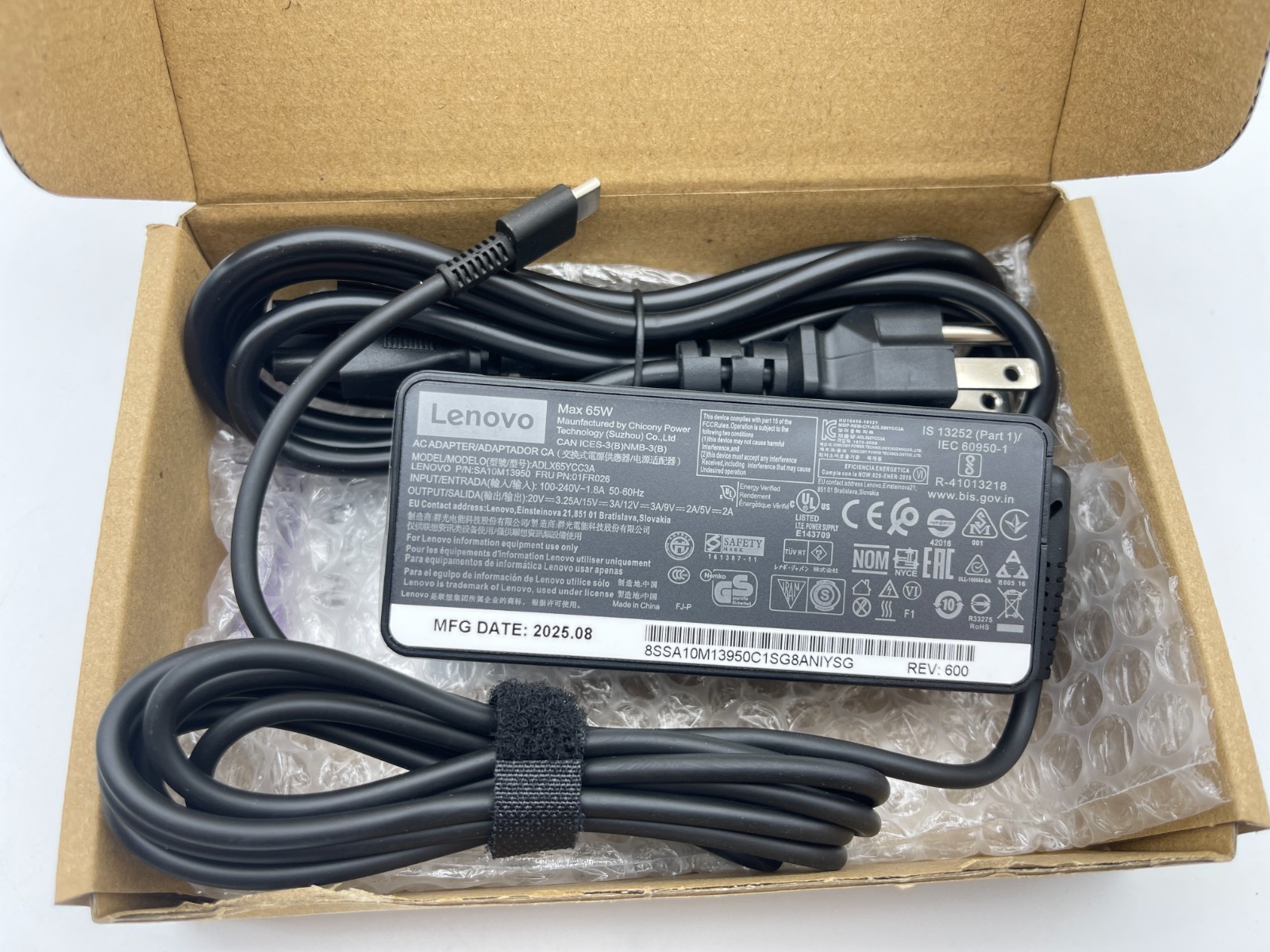 New Genuine 65W USB-C Charger For Lenovo ThinkPad T14 T14s P14s T15 ADLX65YCC3A