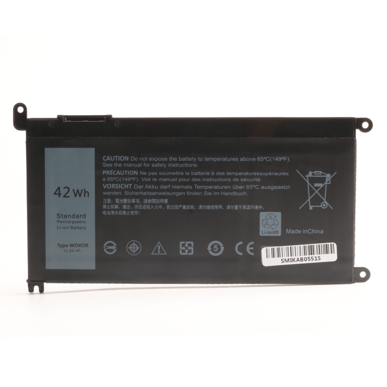 NEW WDXOR Battery For DELL Inspiron 15 5567 5568 13 5368 7368 11.4V 42WH +LOGO