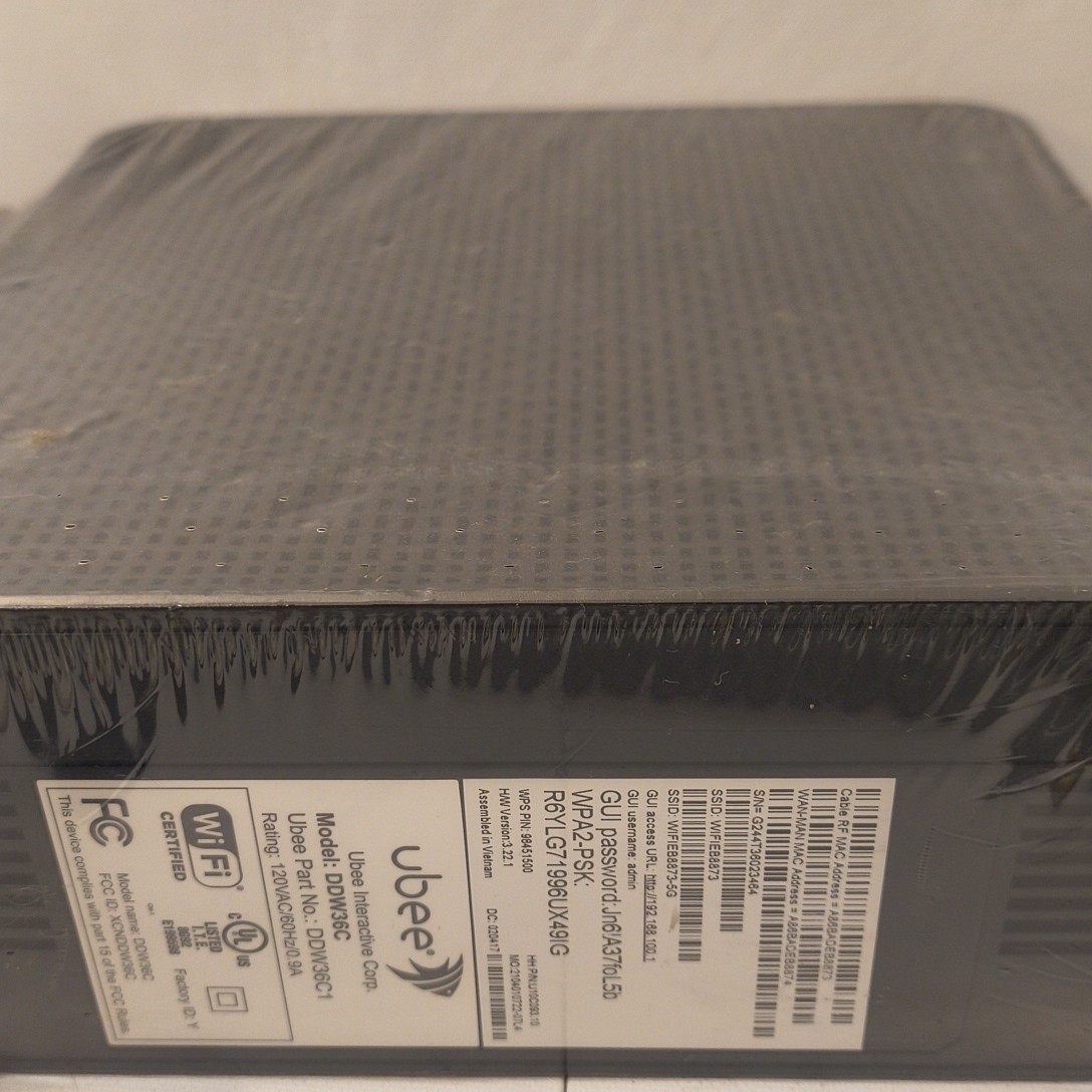 UBEE Model DDW36C Cable Modem Router DOCSIS 3.0 Brand New Packaged Power Cord