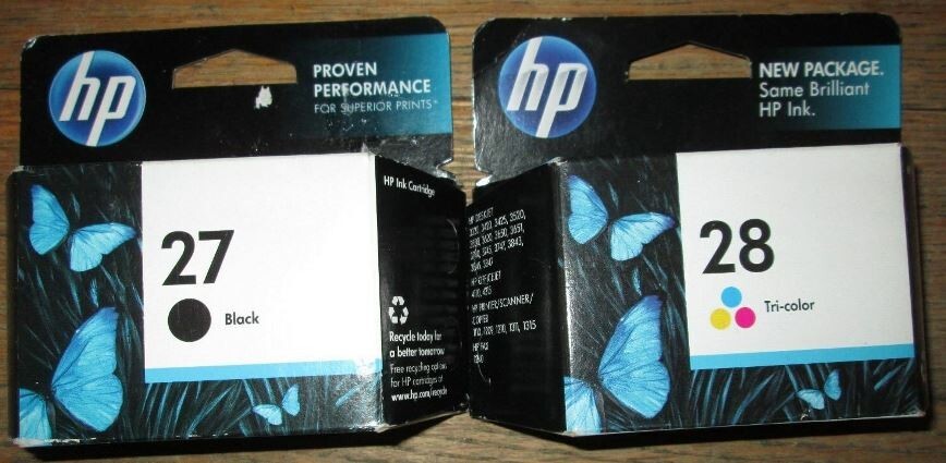 Set Factory Sealed Original HP 27 Black & 28 Color Inkjet Cartridges 2017-2020