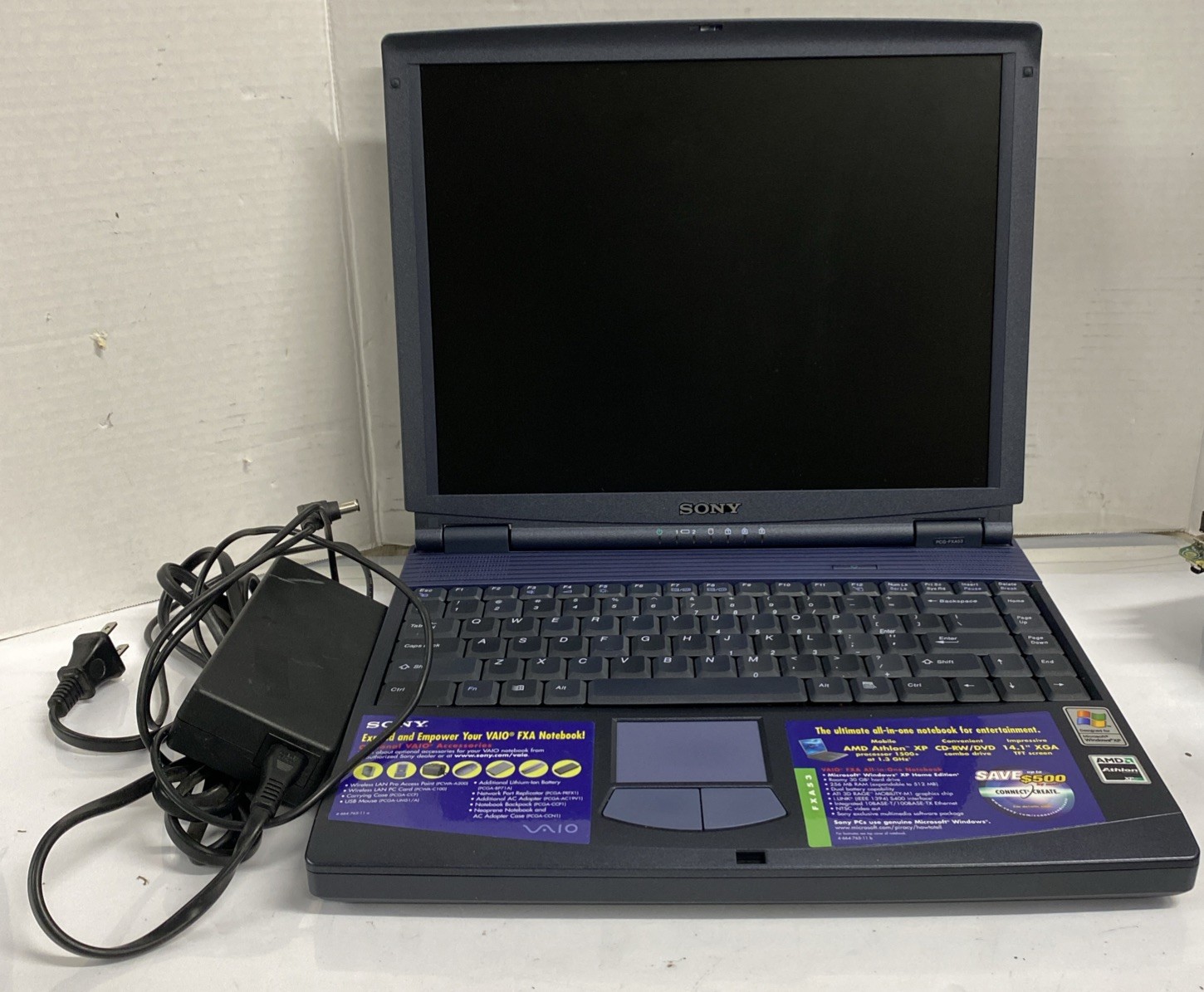 Sony VAIO PCG-FXA53 AMD Athlon XP 495MHz 256MB RAM 30GB HDD XP W/ AC