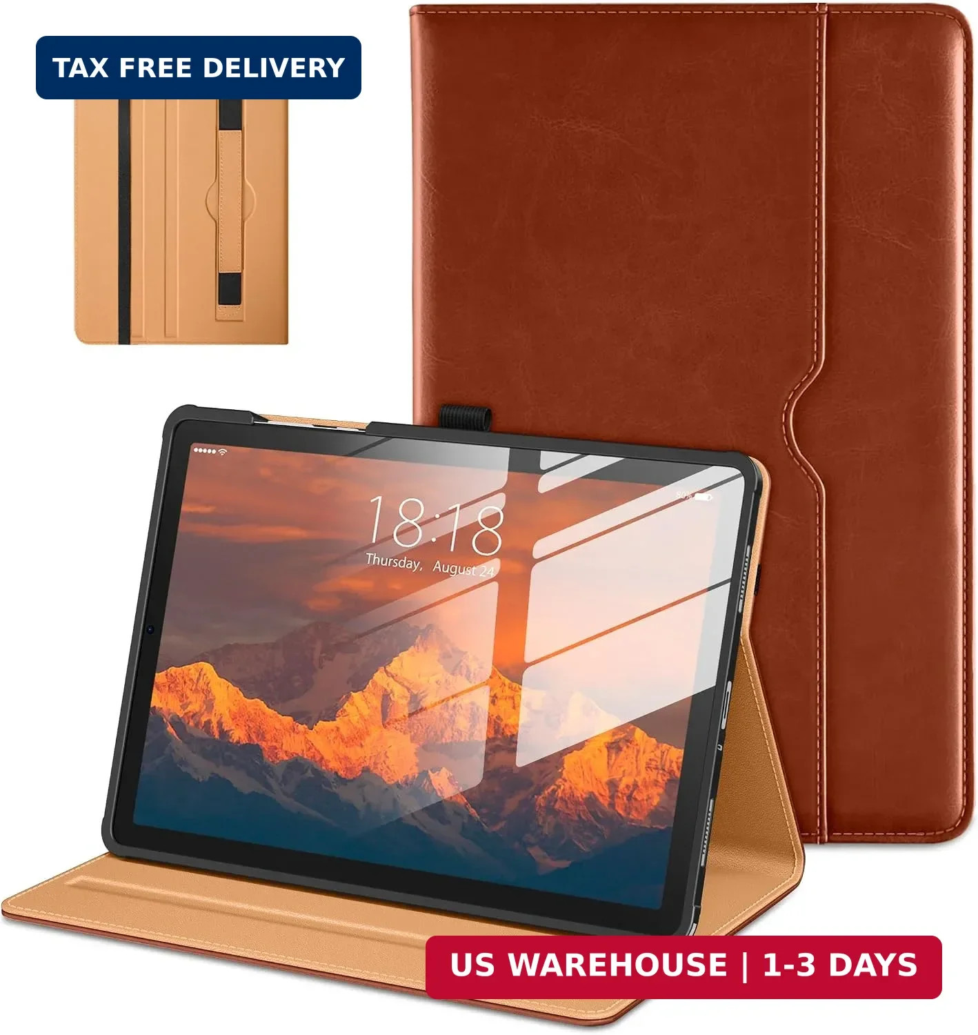 DTTO for Samsung Galaxy Tab A11 Plus/A9+ Plus 11 inch Case, Brown | Premium Faux