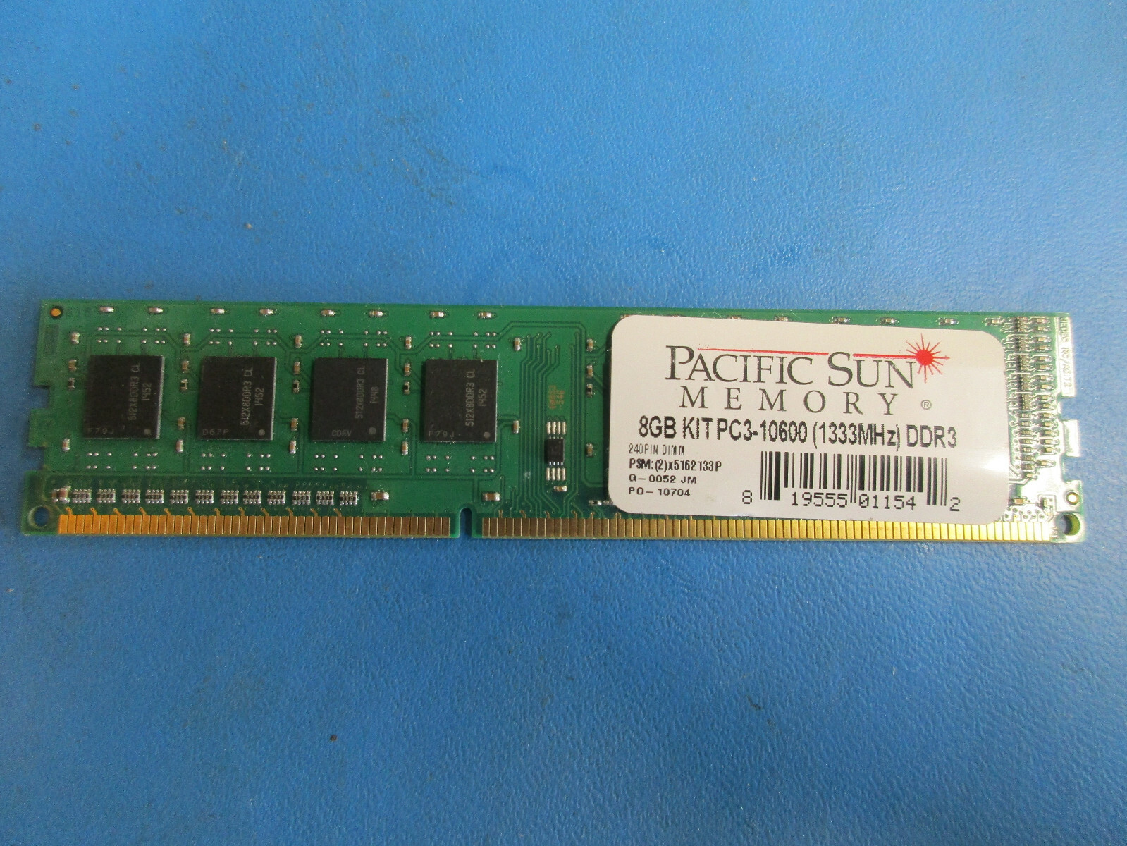 PACIFIC SUN 4GB 1 x 4GB PC3-10600 DDR3 240 Pin DIMM PSM:(2)X5162133P