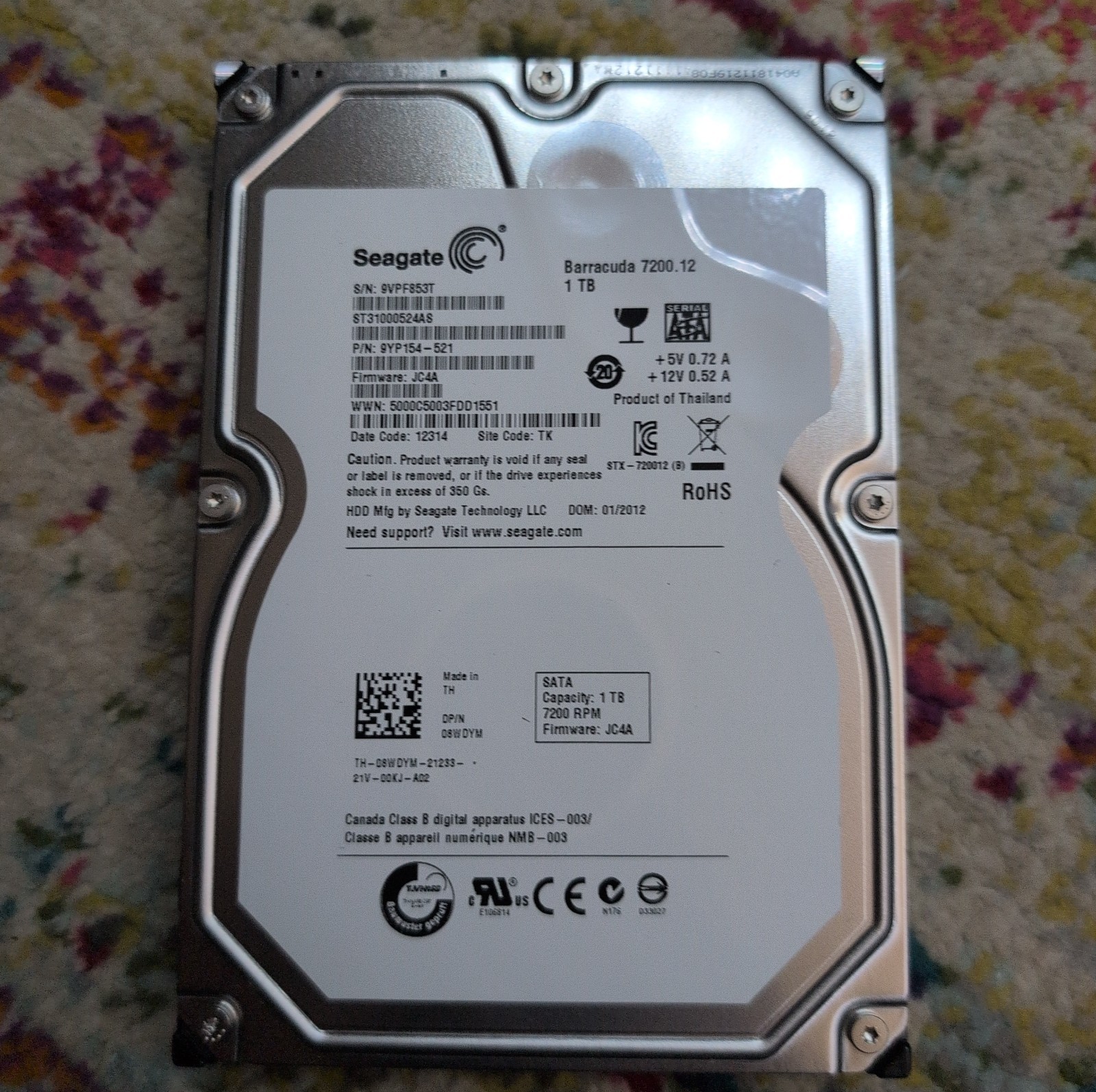 Seagate Barracuda 7200.12 ST31000528AS 1 TB 3.5" SATA II Desktop Drive