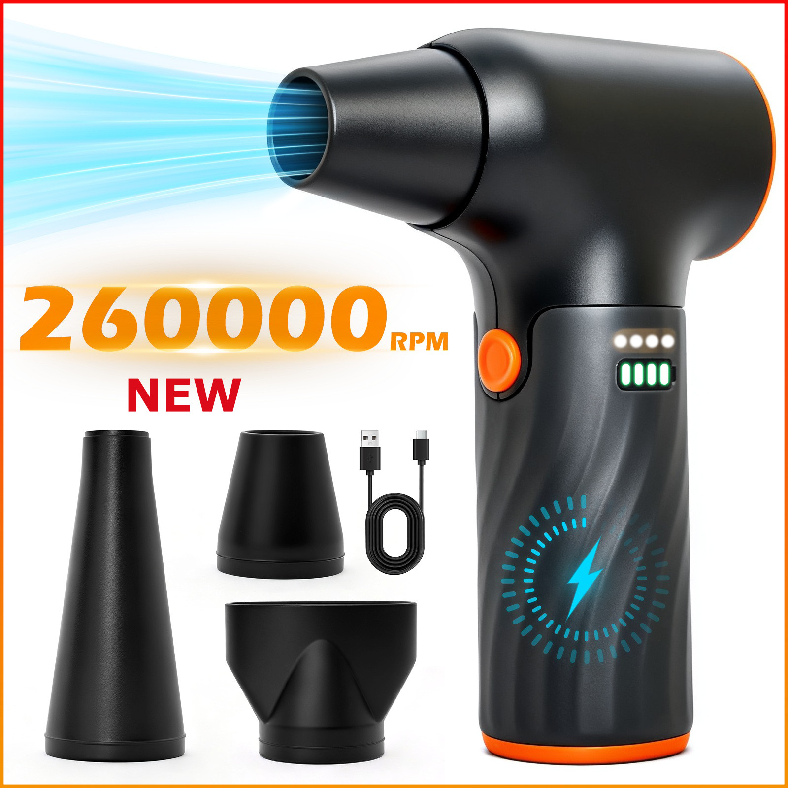 260000RPM Electric Air Duster Cordless Mini Jet Dry Blower Portable Turbo Fan US