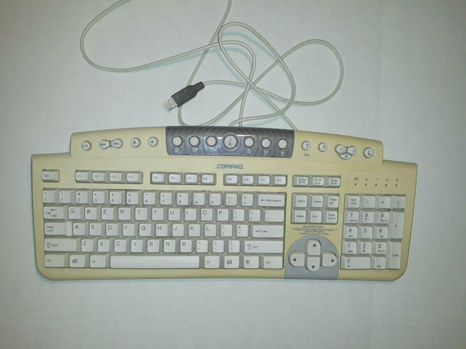 Vintage Compaq KU-9978 Wired USB Desktop Keyboard White 179355-007 Tested