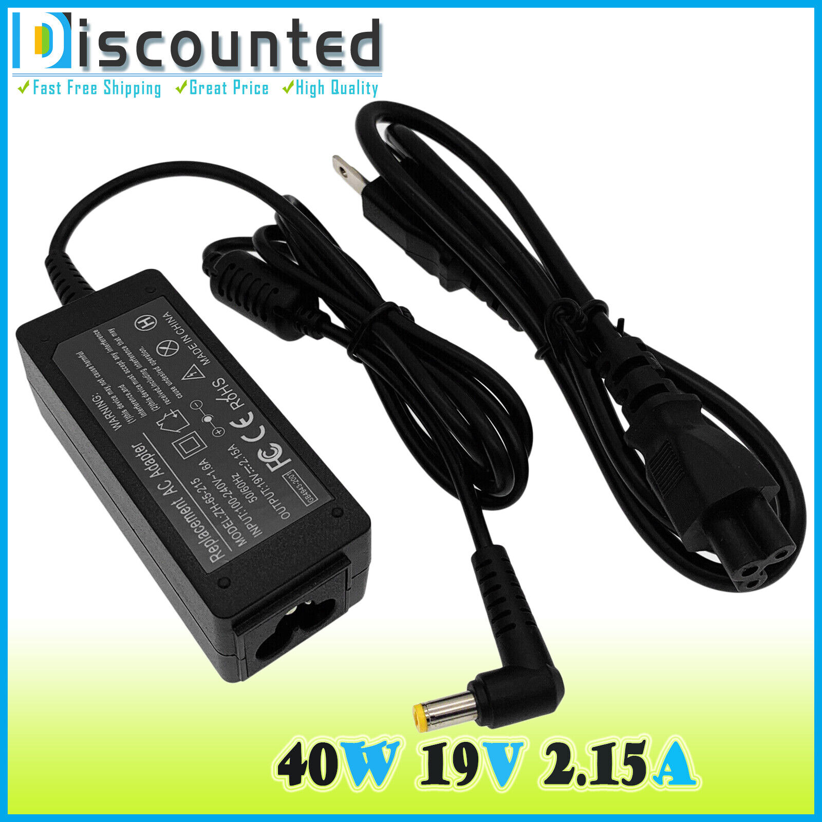 40W AC Adapter Charger for Acer Monitor G236HL H236HL S230HL S231HL Power Cord
