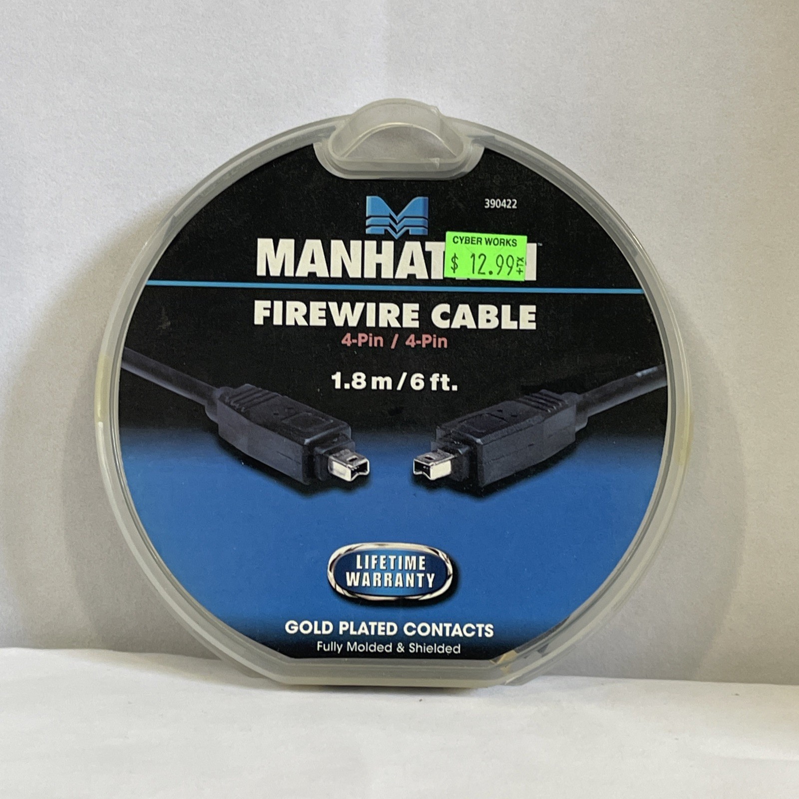Manhattan FireWire Cable 4-Pin/4-Pin 1.8mm 6ft Gold Plated NOS Sealed