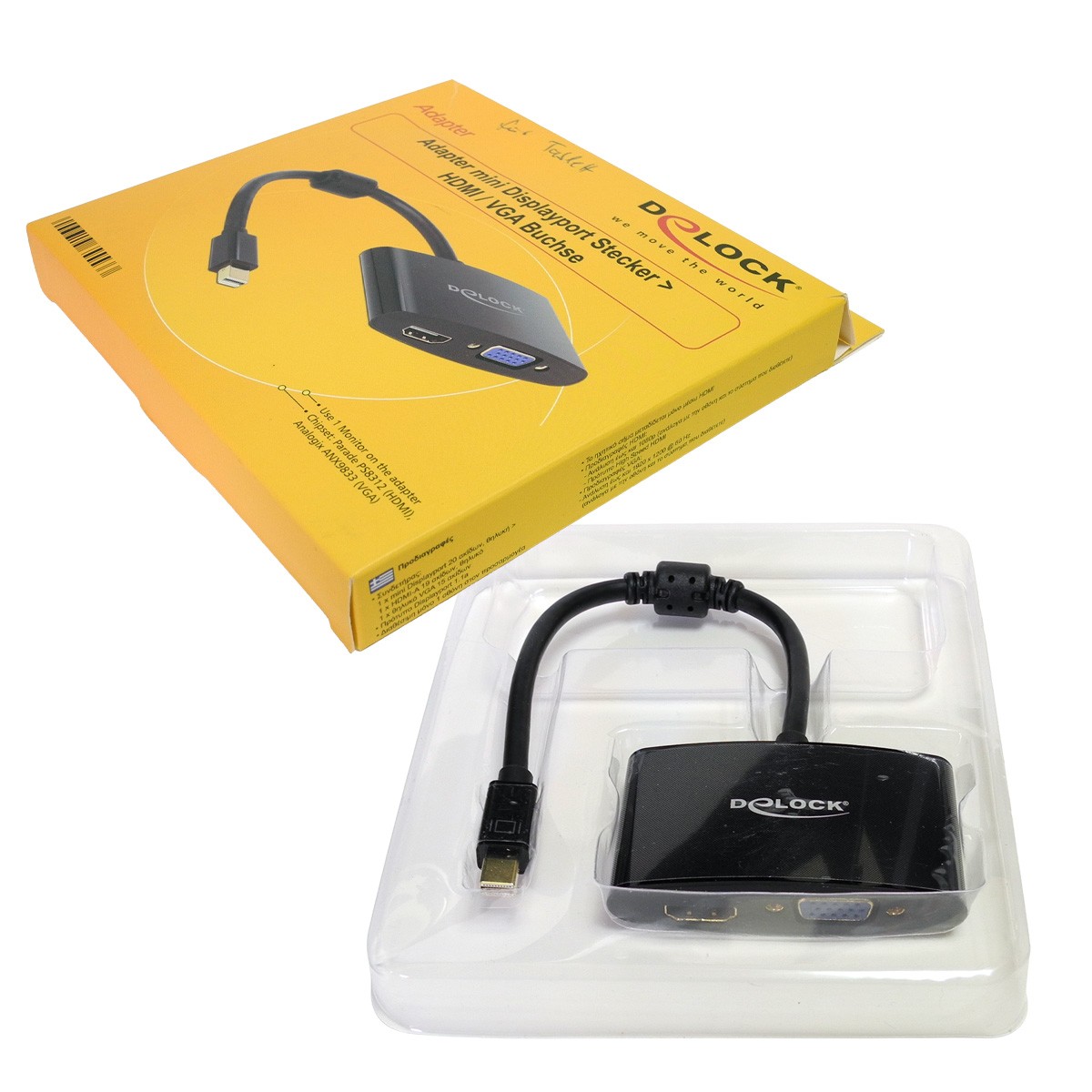 Delock 65553 adapter 1 x mini DisplayPort to 1 x VGA 1 x HDMI female 18 cm ca...
