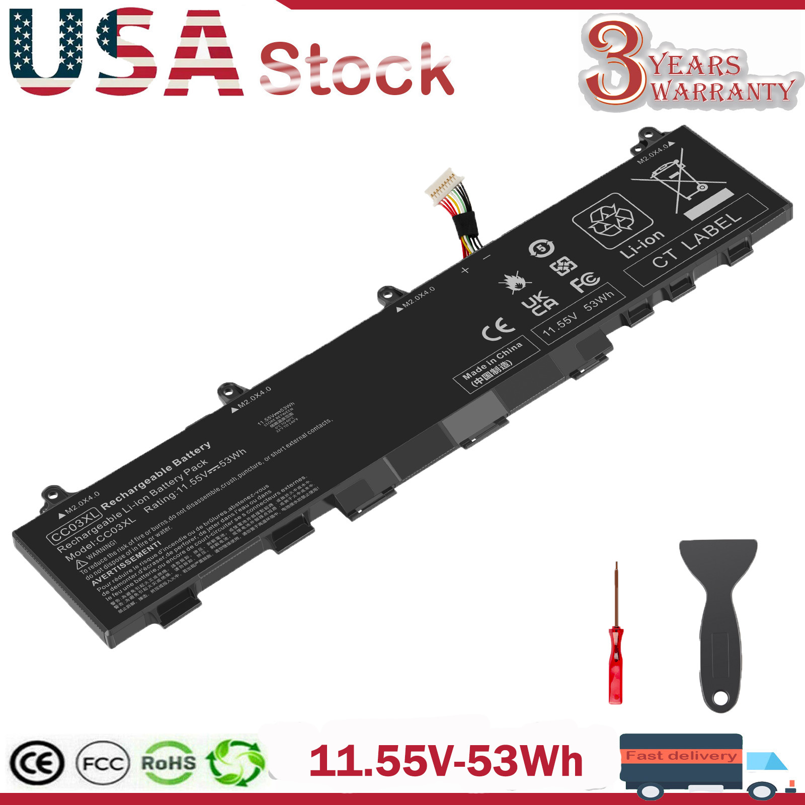 53Wh CC03XL Laptop Battery For HP EliteBook 830 835 840 845 G7 G8 L78555-005