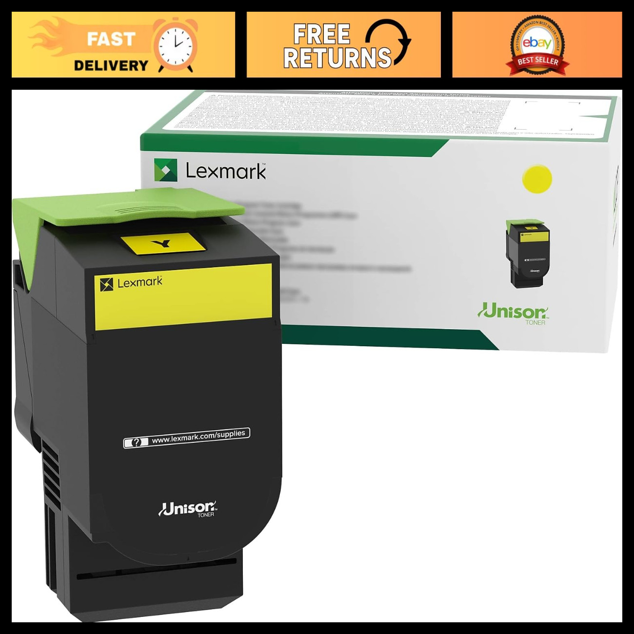 High Yield Yellow Toner Cartridge for Lexmark Printers - Return Program Compatib