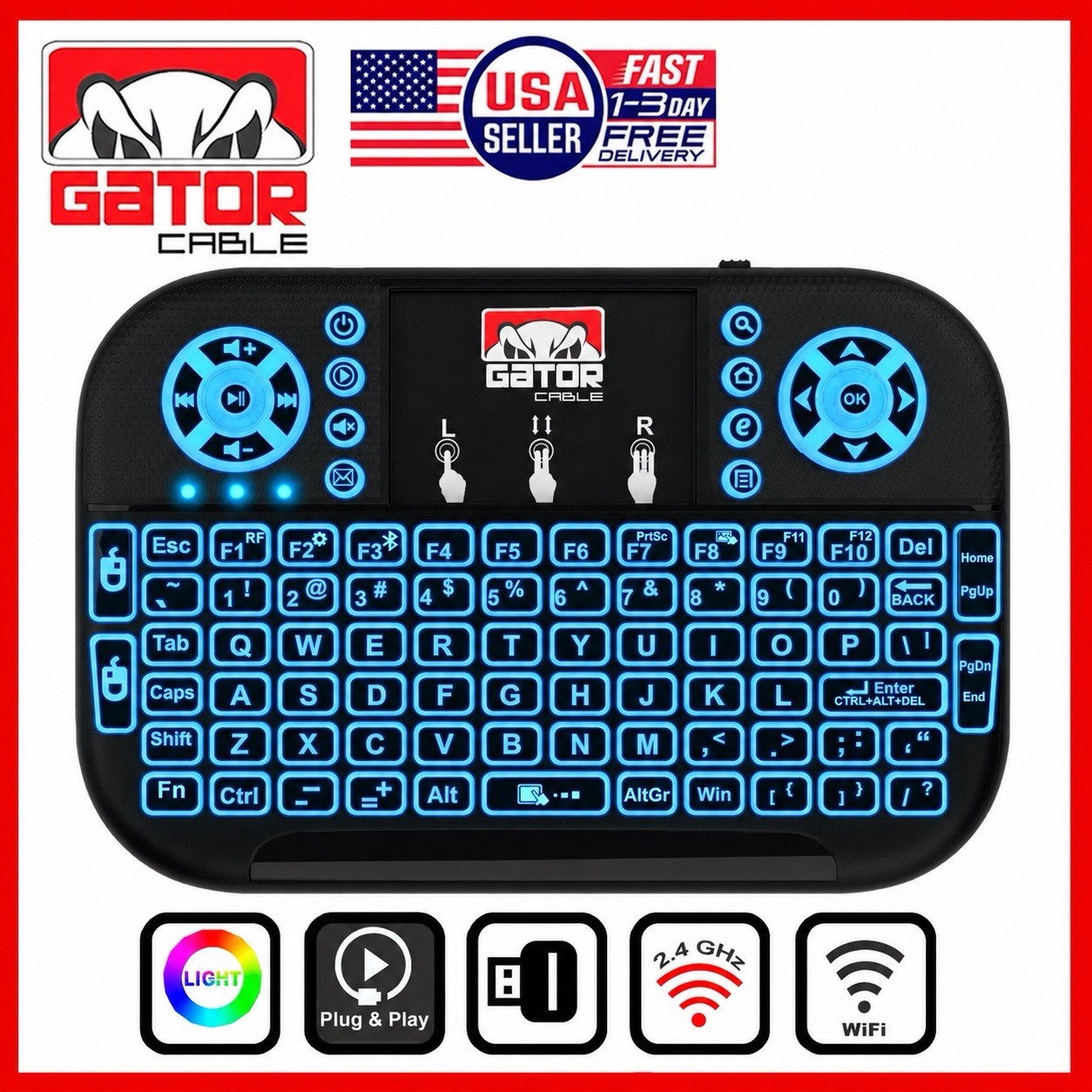 Wireless Mini Keyboard Remote Control Touchpad Smart TV Android TV Box PC 2.4GHz