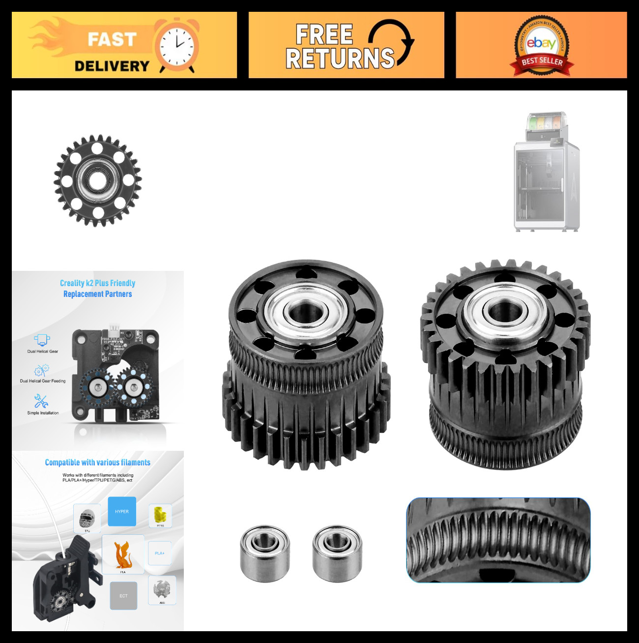 All-Metal Extruder Gear Kit with DLC Coating - Lightweight, Durable, Compatible
