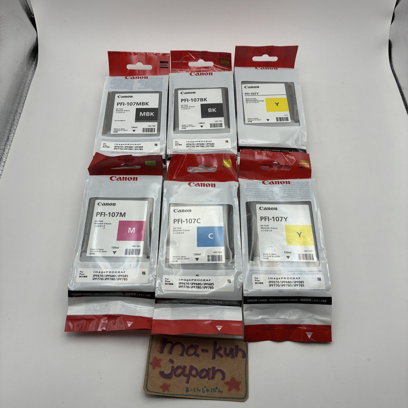 Canon PFI-107 Ink Cartridge Set 6 PCS 130ML New MBK BK Y M C For Printer/mj1