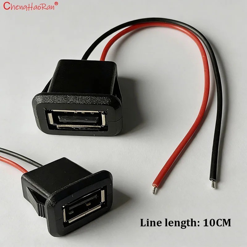 4PCS USB 2.0 Type-A Female Socket with Wire Waterproof Charging Port Power Conne