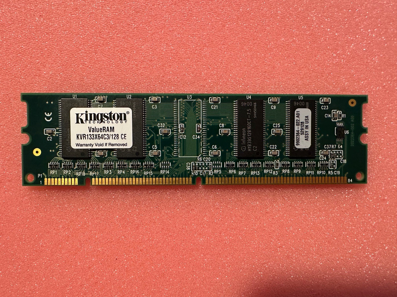 Kingston ValueRAM KVR133X64C3/128 CE 128MB PC133 SDRAM Desktop Memory