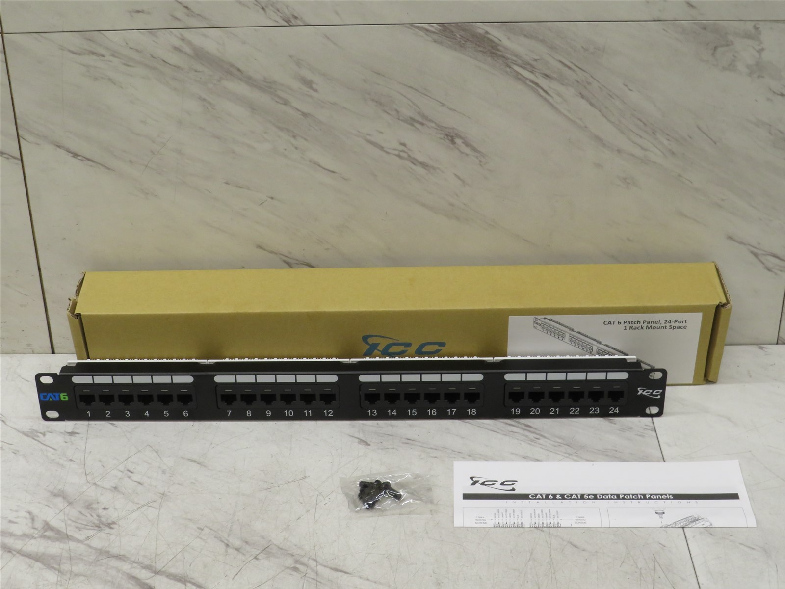 ICC ICMPP02460 Cat6 24-Port 1U 19" Rack Mount 110 Patch Panel RJ45
