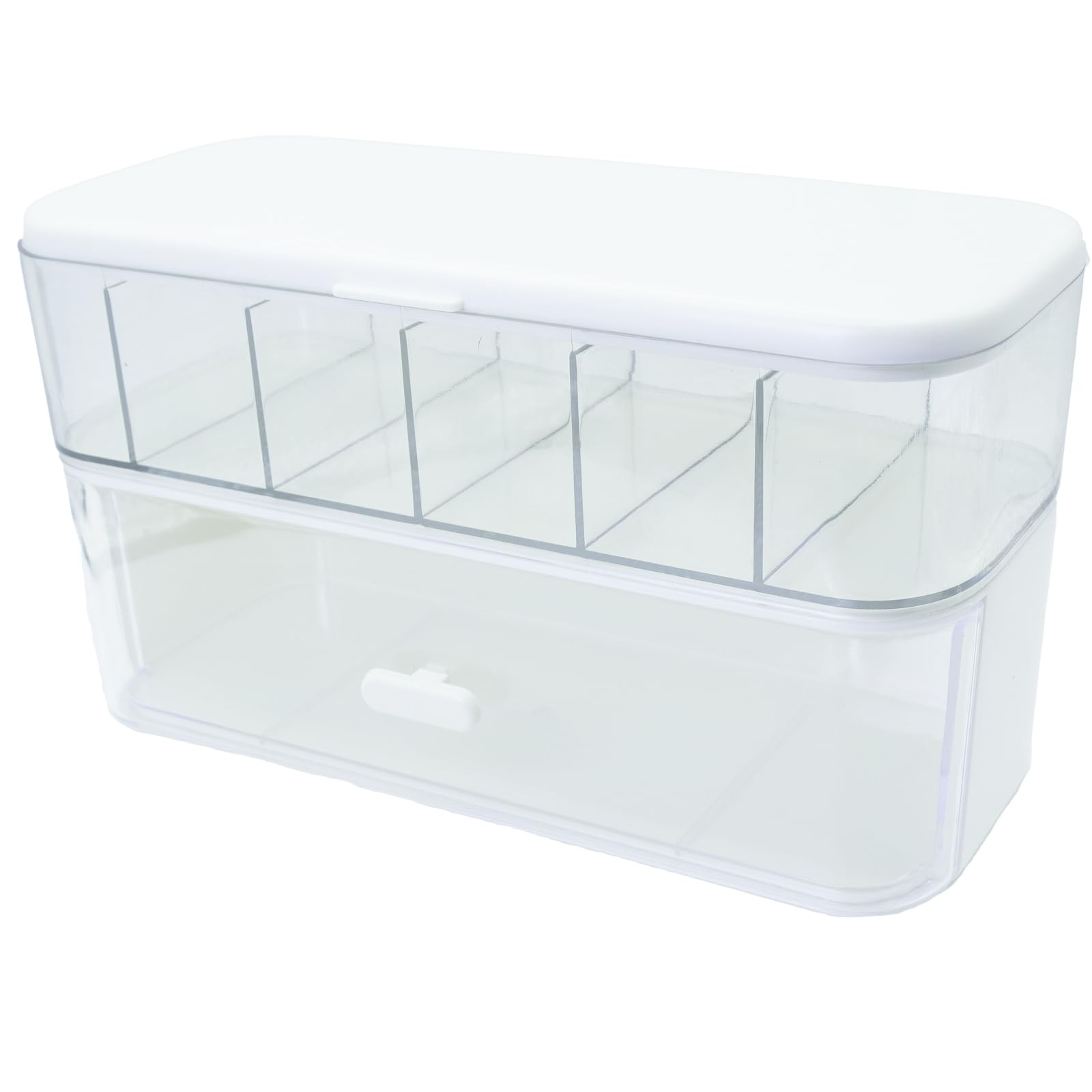 RayHenry 2 PCS Stackable Cable Organizer Storage Box, Desktop Cord White