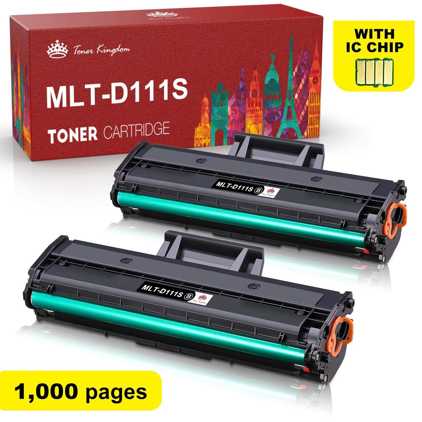 2 Pack Black MLT-D111S Toner Cartridge for Samsung Xpress M2020W M2022 Printer