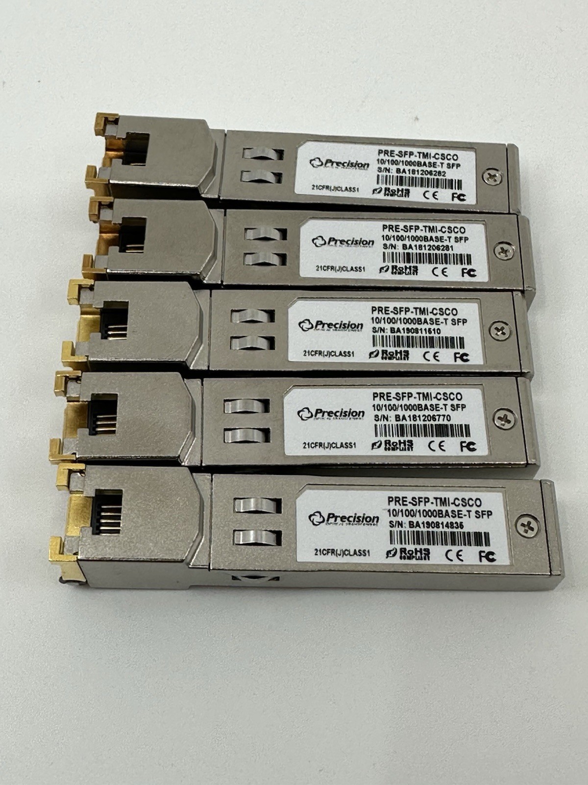 5x Precision PRE SFP TMI CSCO 10/100/1000Base-T Copper SFP Transceiver Module