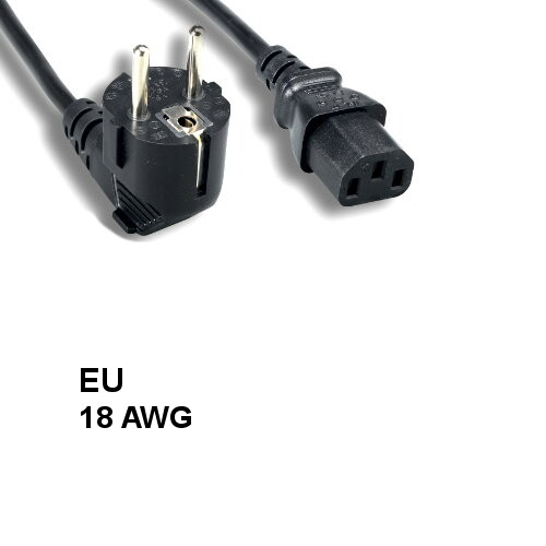 Kentek 6'ft 18AWG European Power Cord IEC60320 C13 to CEE 7/7 SCHUKO Right Angle