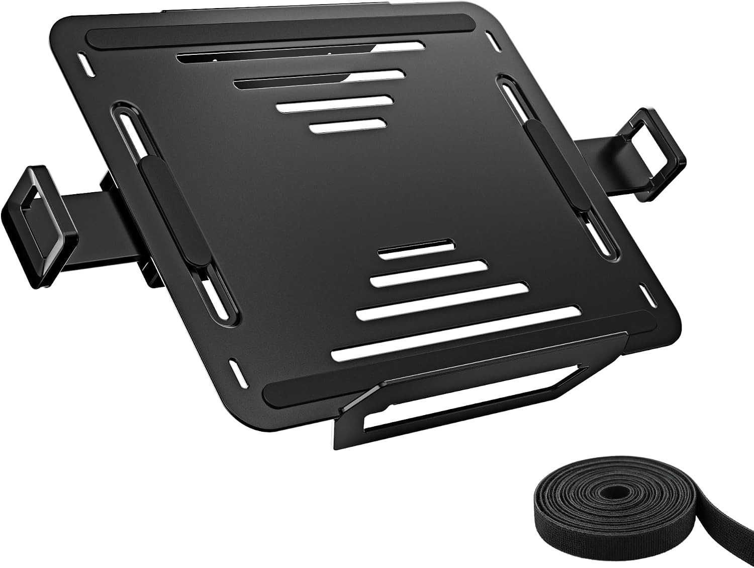 monTEK Adjustable Laptop Tray for Monitor Arm & Stand, Universal VESA Black