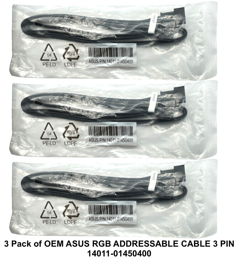 3 Pack of OEM ASUS RGB ADDRESSABLE CABLE 3 PIN 14011-01450400