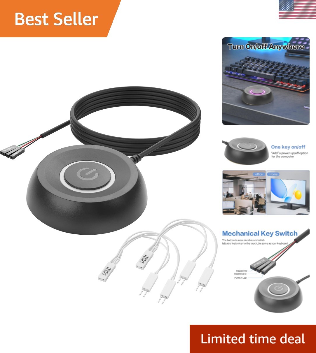PC Power Button Desktop, Desktop Computer External Power Switch,PC Power Supp...