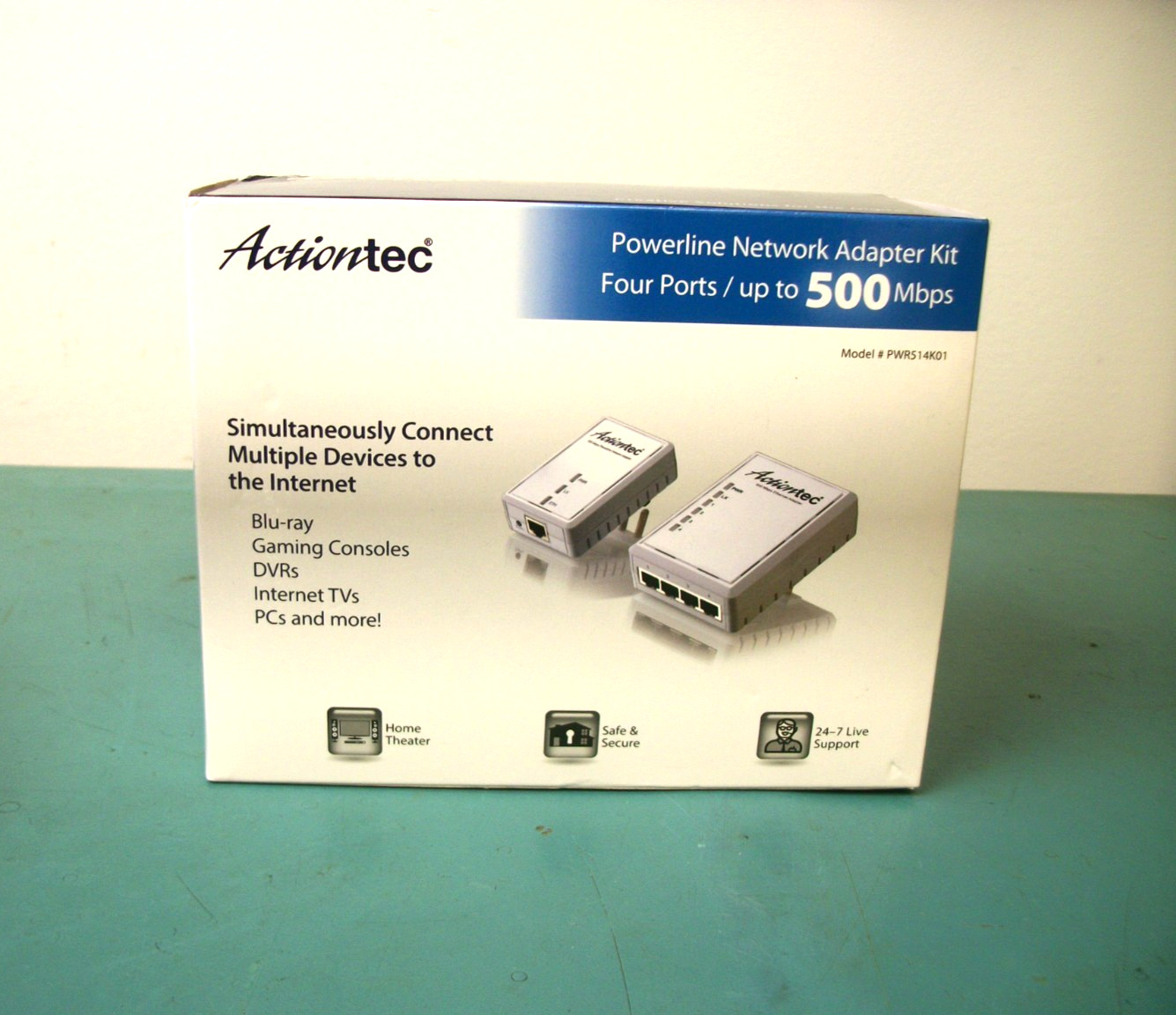ACTIONTEC PWR514K01 Powerline Network Adapter Kit 4-Ports upto 500Mbps NEWOpenBx