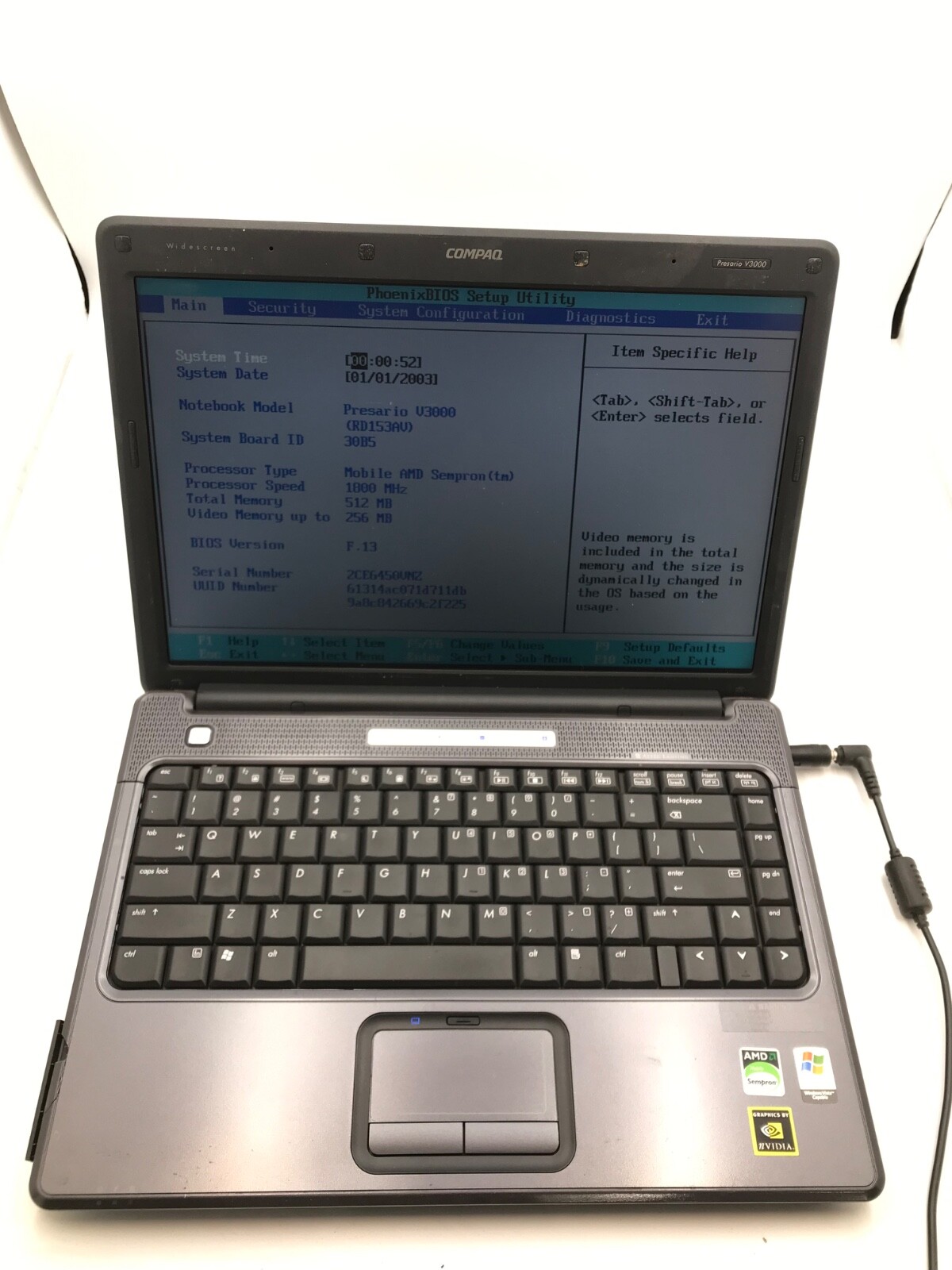 Compaq Presario V3000 14" AMD Sempron 512Mb RAM NVIDIA GeForce- MZ
