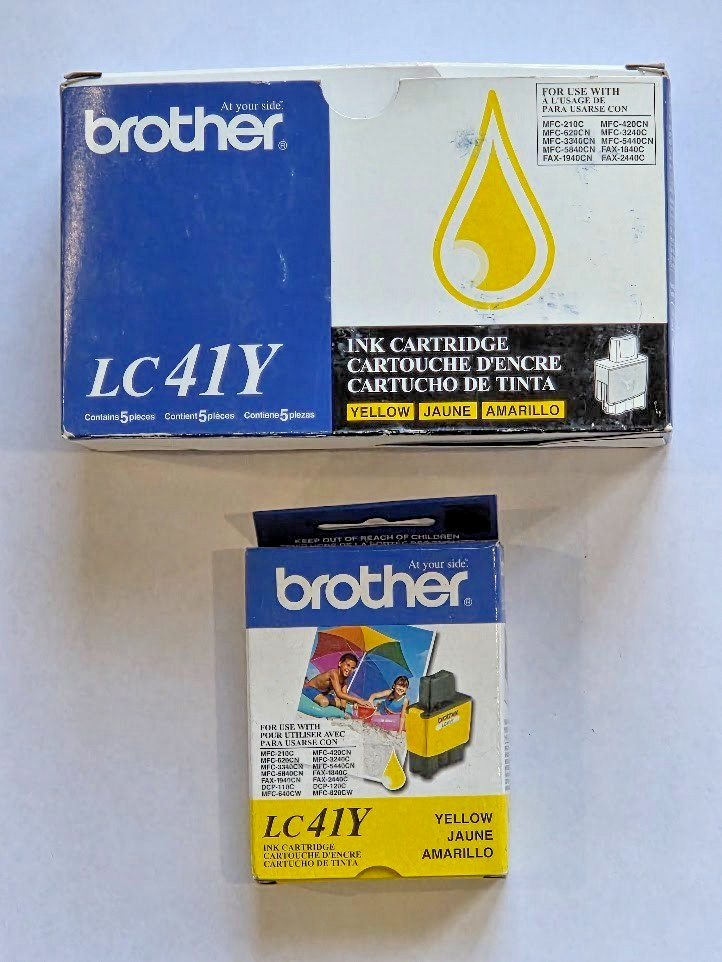 6 Genuine Brother LC41Y Yellow Ink Cartridges Expired 2011