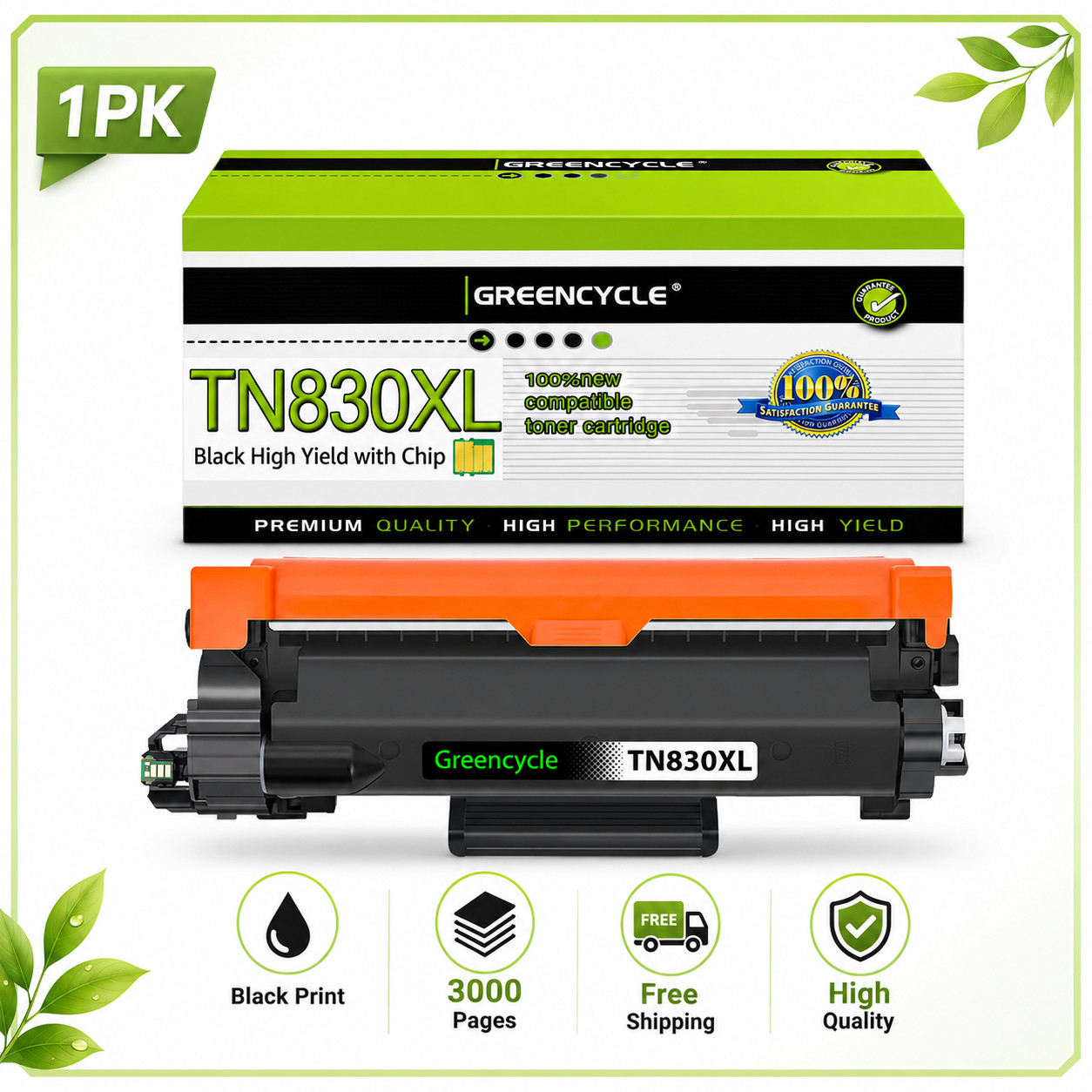 1PK TN830XL Toner Compatible for Brother TN830 XL DCP-L2640DW HL-L2405W L2465DW