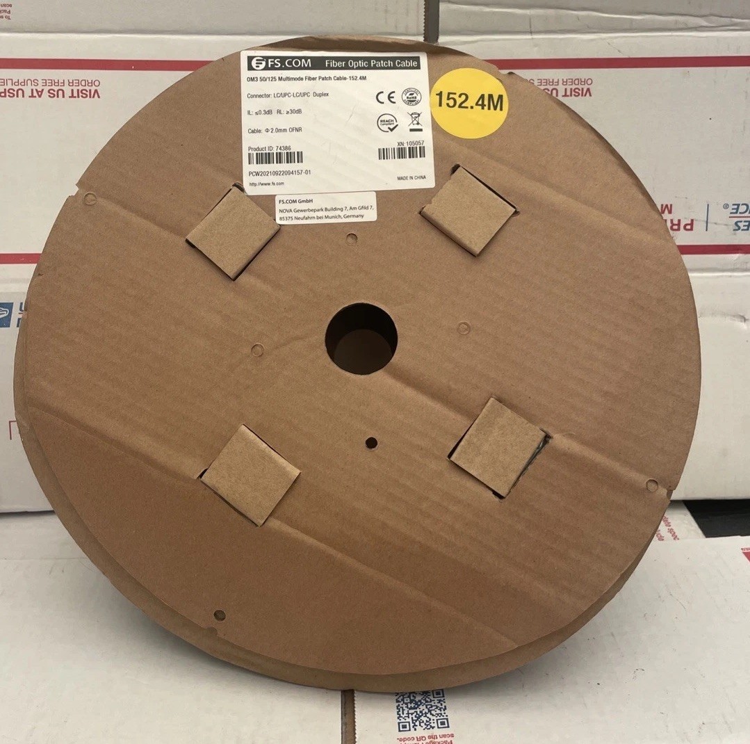FS.COM OM3 50/125 Multimode Fiber Optic Patch Cable 152.4M LC/UPC Duplex
