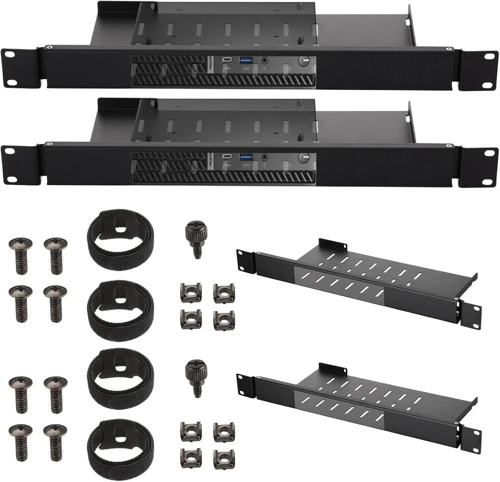 2 Pack Mini Rack Mount Compatible with Dell Optiplex Micro Form Factor Case, 1U