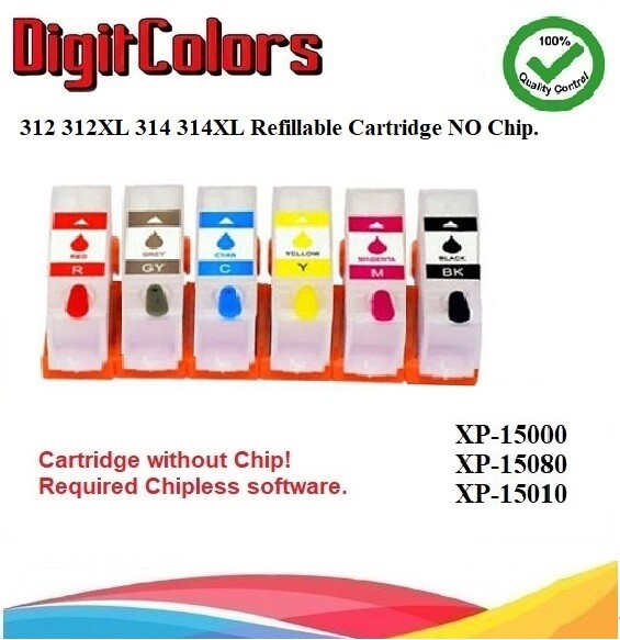 312XL 314XL Empty Refillable Ink Cartridge No Chip fits for XP-15000/15010/15080