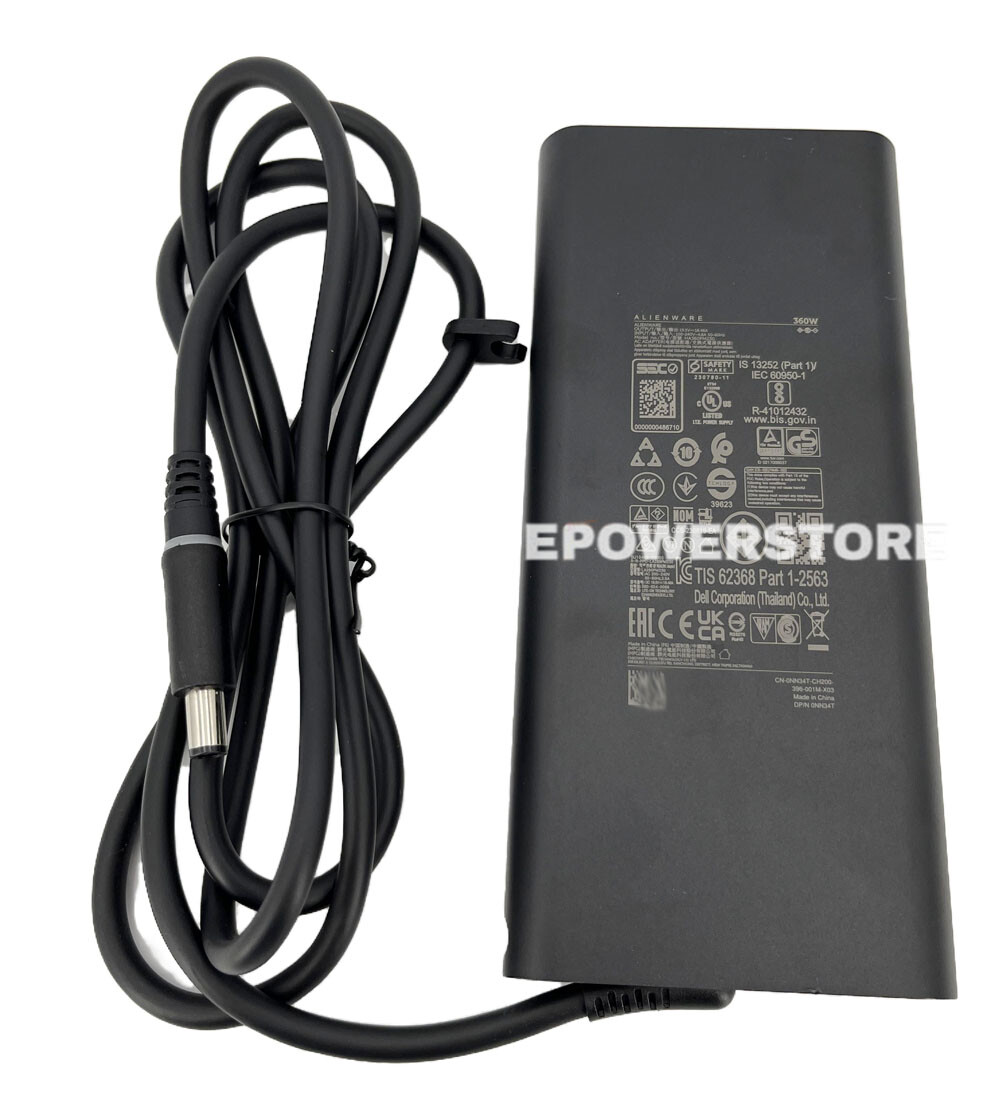 7.4mm GaN Slim 19.5V 360W AC Adapter Charger For Dell Alienware M18 R2 x16 R2