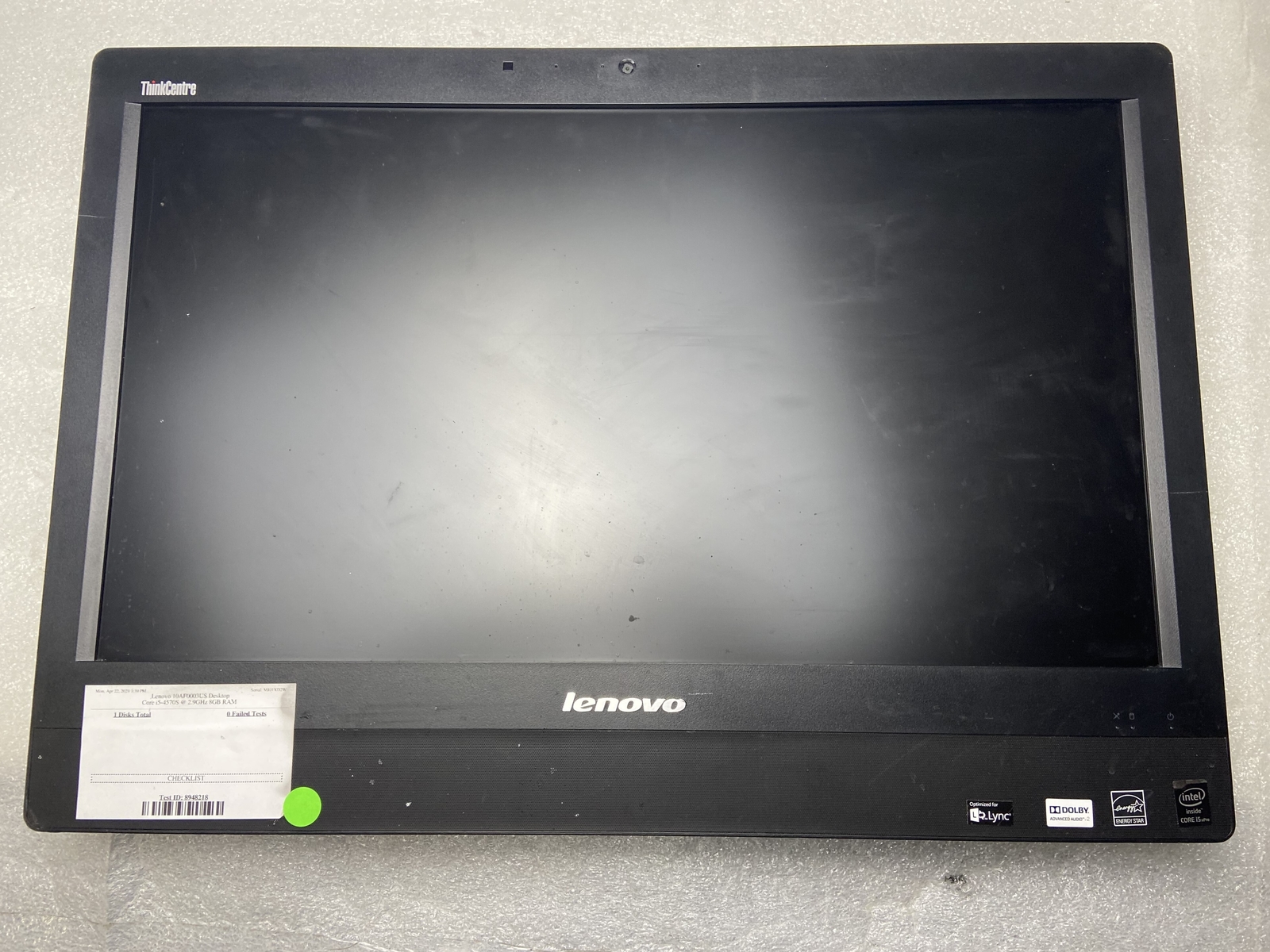 Lenovo Thinkcenter M93z 23" AIO Core i5-4570S 2.90GHz 8GB RAM 500GB HDD NO OS
