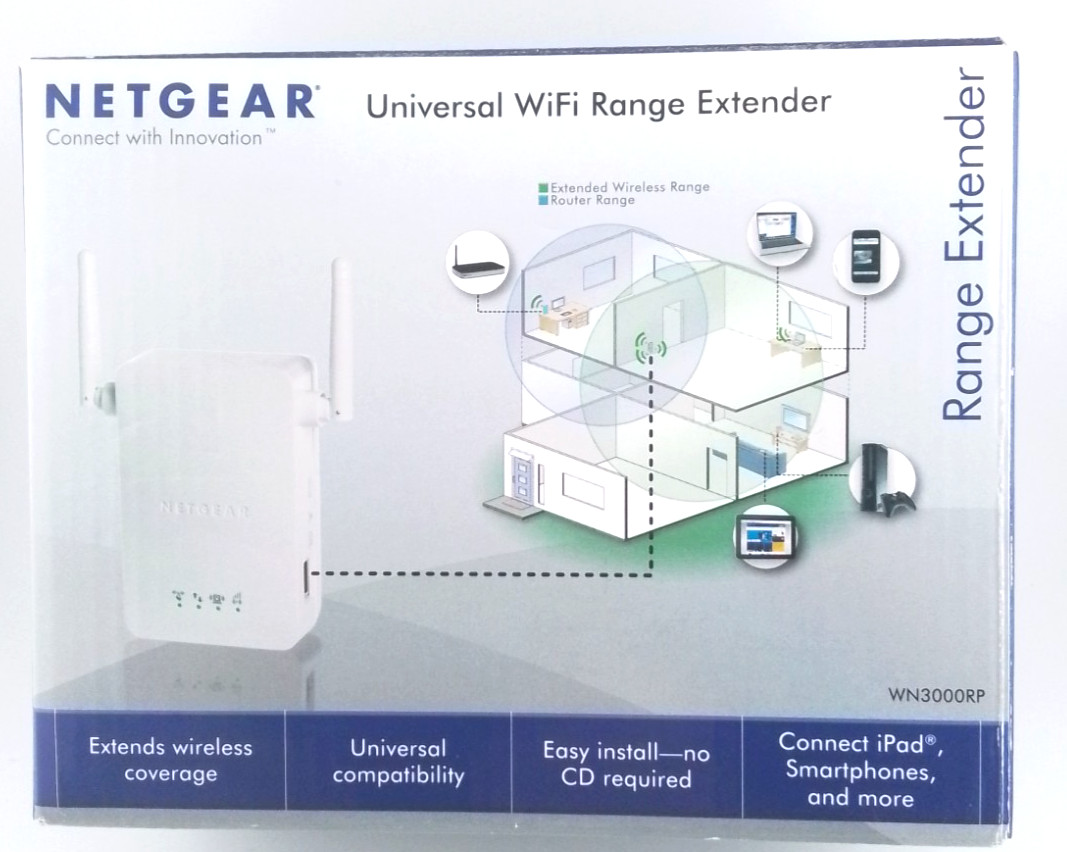 NETGEAR N300 WiFi Range Extender WN3000RPv3 Wireless Signal Booster/NO BOX